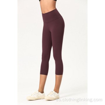 Pantalones de yoga de cintura alta de 3/4 de longitud